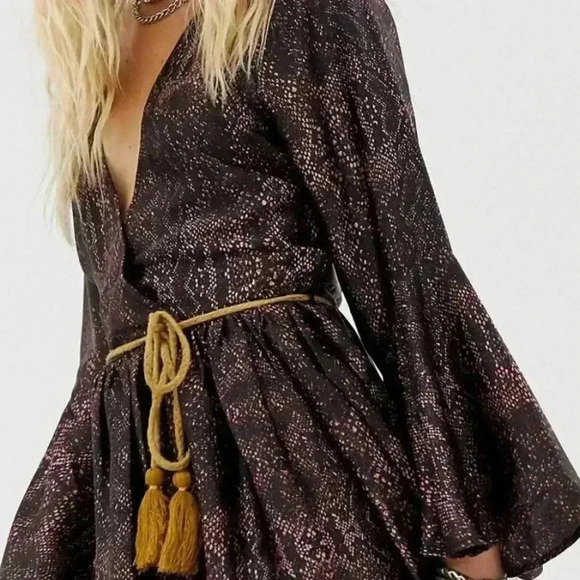 Sacred Hawk wrap dress in snake with cord belt - Picture 5 of 14